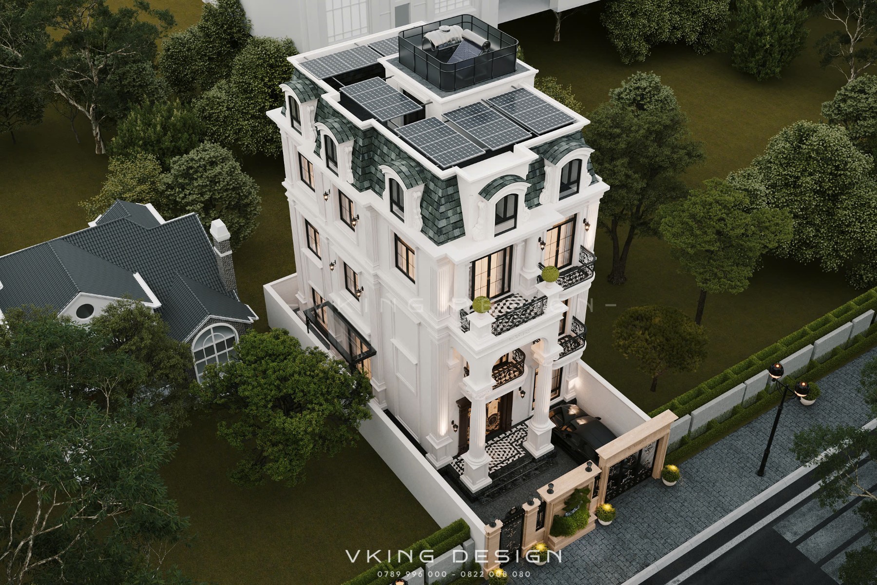 BIỆT THỰ TÂN CỔ ĐIỂN 3 TẦNG 1 TUM ĐẸP SANG TRỌNG VK25085 8 thiet ke biet thu tan co dien 4 tang vk25085 2