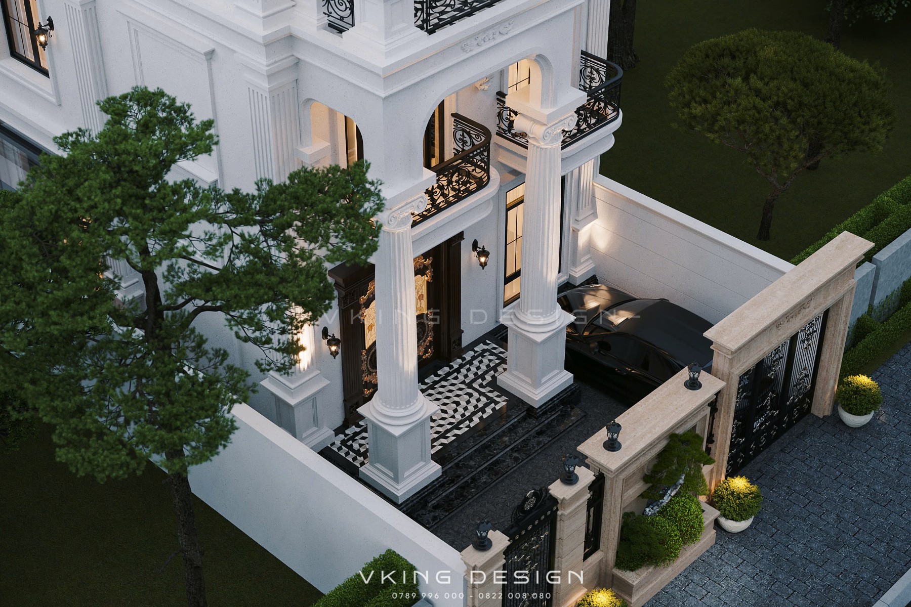 BIỆT THỰ TÂN CỔ ĐIỂN 3 TẦNG 1 TUM ĐẸP SANG TRỌNG VK25085 6 thiet ke biet thu tan co dien 4 tang vk25085 6