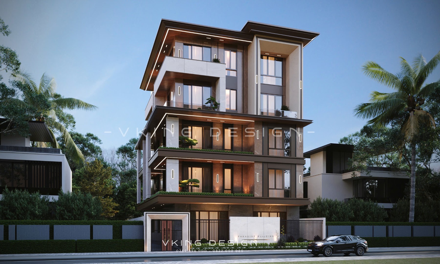 BIỆT THỰ HIỆN ĐẠI 5 TẦNG ĐẸP SANG TRỌNG VK25079 3 thiet ke biet thu hien dai 5 tang mai bang vk25079 2