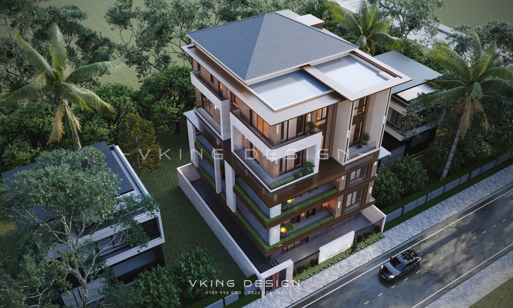 BIỆT THỰ HIỆN ĐẠI 5 TẦNG ĐẸP SANG TRỌNG VK25079 5 thiet ke biet thu hien dai 5 tang mai bang vk25079 4