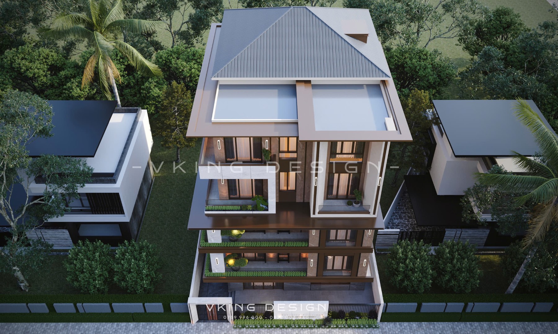 BIỆT THỰ HIỆN ĐẠI 5 TẦNG ĐẸP SANG TRỌNG VK25079 4 thiet ke biet thu hien dai 5 tang mai bang vk25079 5