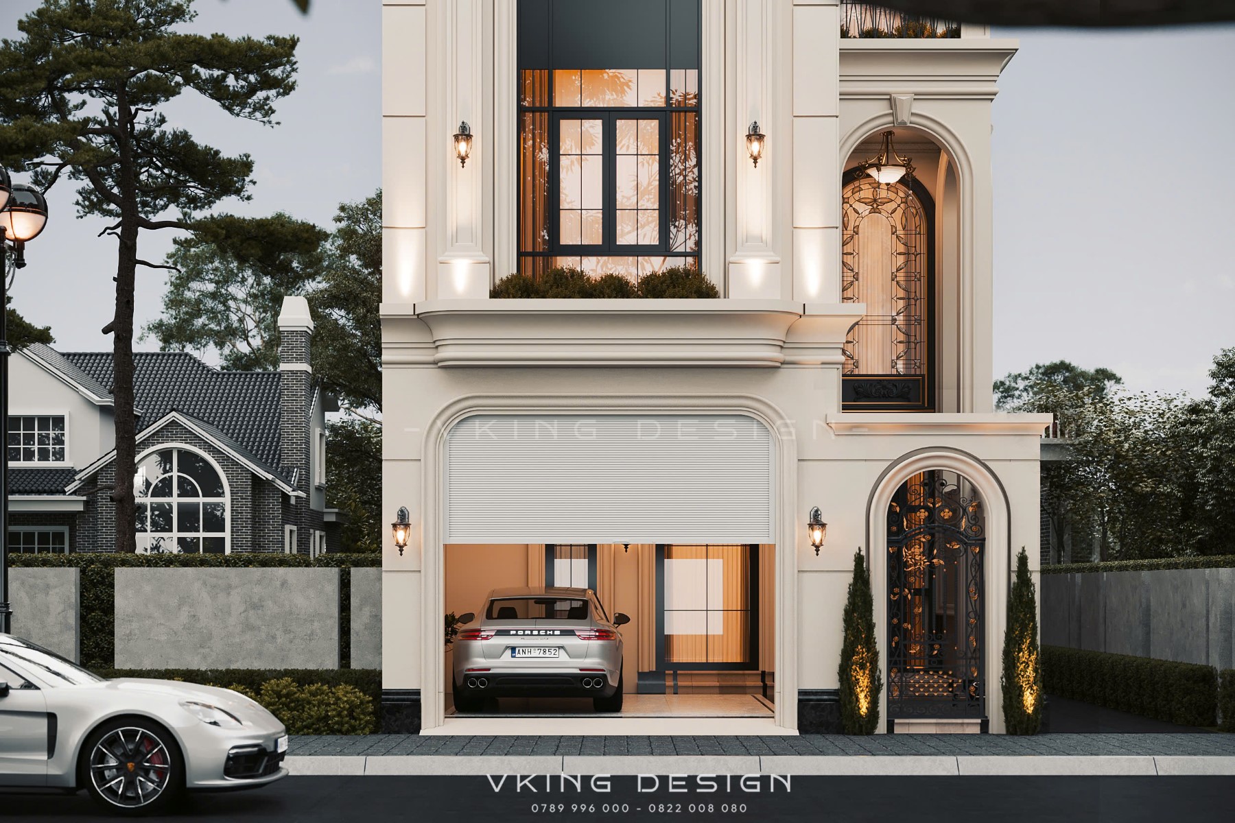 THIẾT KẾ BIỆT THỰ PHỐ TÂN CỔ ĐIỂN KIỂU PHÁP VK26006 4 thiet ke biet thu tan co dien 4 tang 1 tum vk26006 6