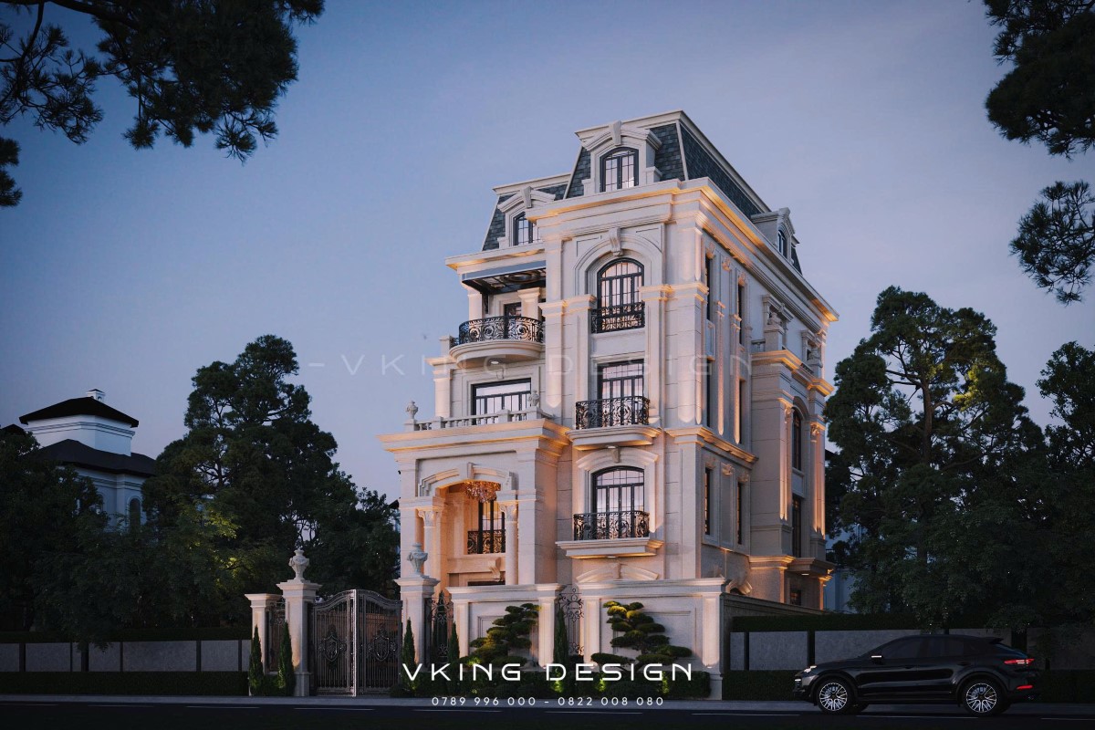 BIỆT THỰ TÂN CỔ ĐIỂN KIỂU PHÁP MÁI MANSARD VK26048 5 biet thu tan co dien 5 tang VK26048 5