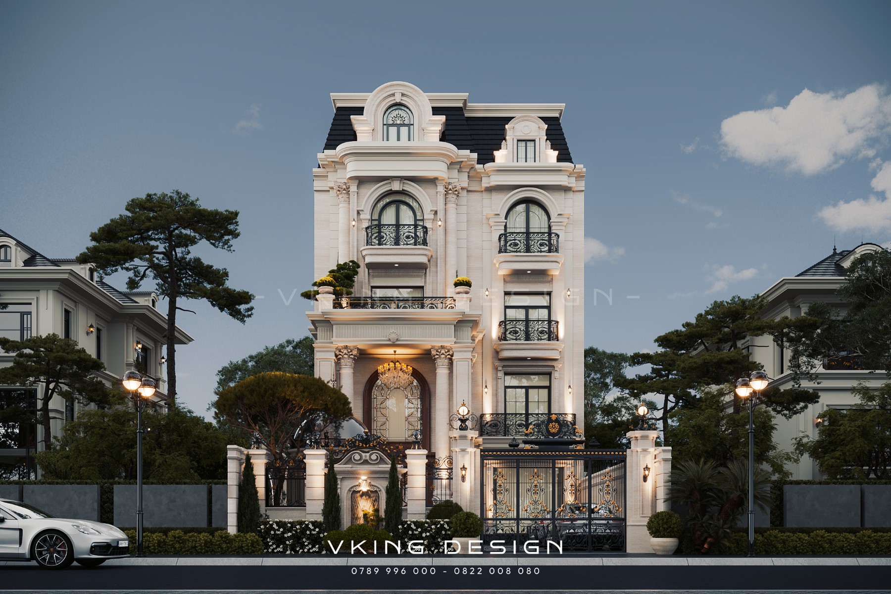 VẺ ĐẸP SANG TRỌNG CỦA BIỆT THỰ TÂN CỔ ĐIỂN 4 TẦNG MÁI MANSARD VK26036 2 thiet ke biet thu tan co dien sang trong dang cap vk26036 8
