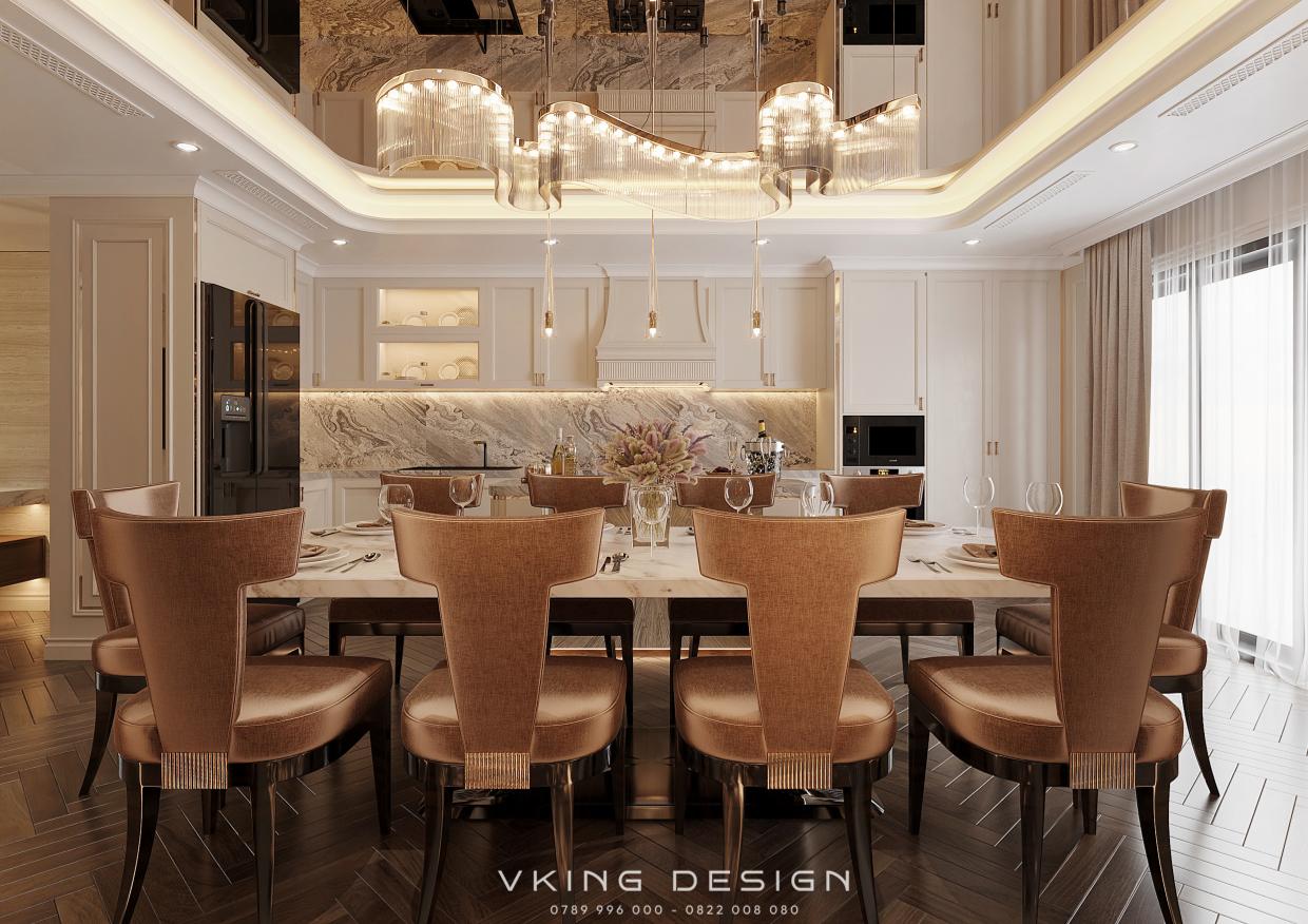 KHÔNG GIAN SỐNG TINH TẾ VỚI NỘI THẤT TÂN CỔ ĐIỂN NT26013 7 thiet ke noi that phong bep sang trong nt26013 2