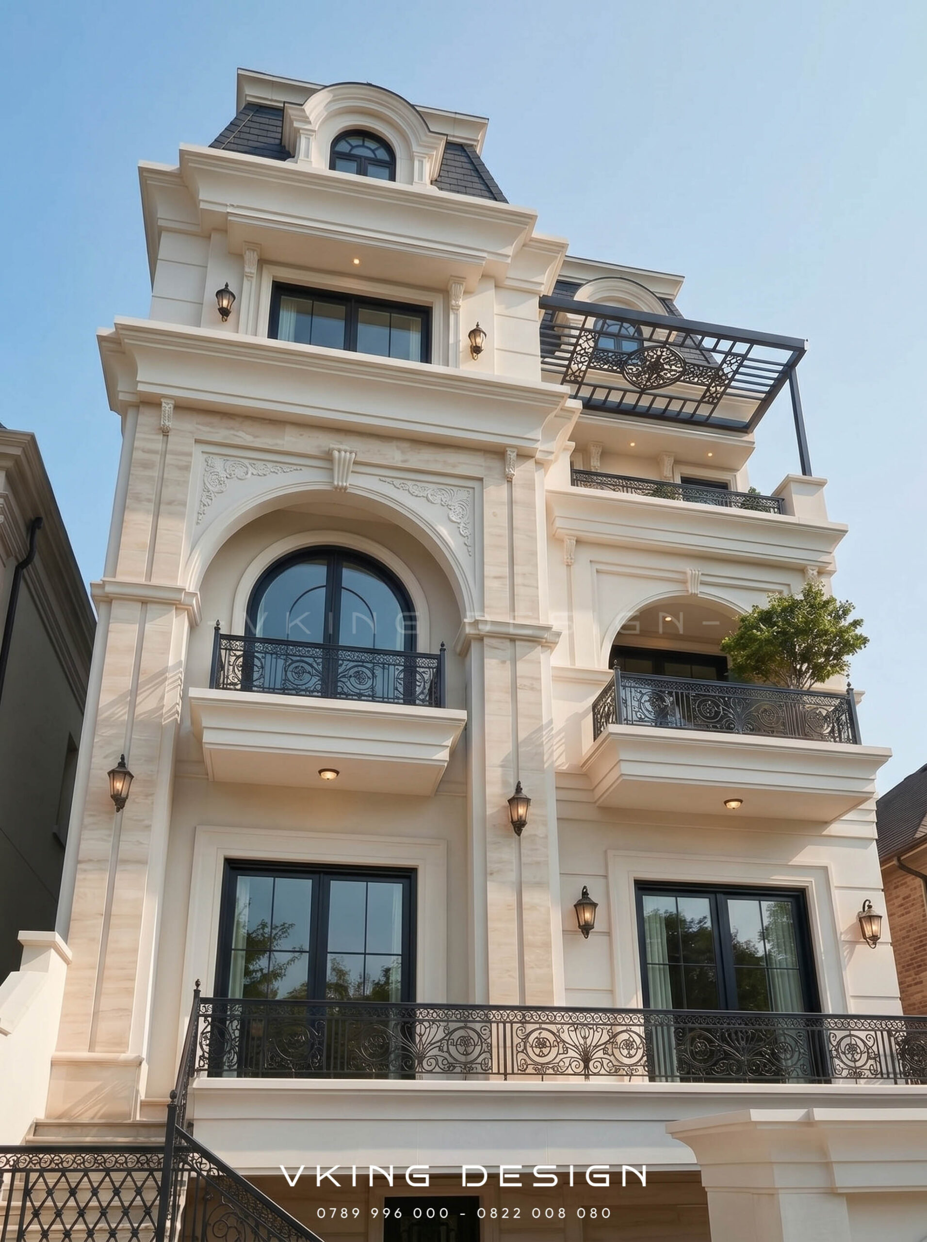 THIẾT KẾ BIỆT THỰ PHỐ TÂN CỔ ĐIỂN PHONG CÁCH PHÁP SANG TRỌNG VK26053 5 Biệt thự tân cổ điển