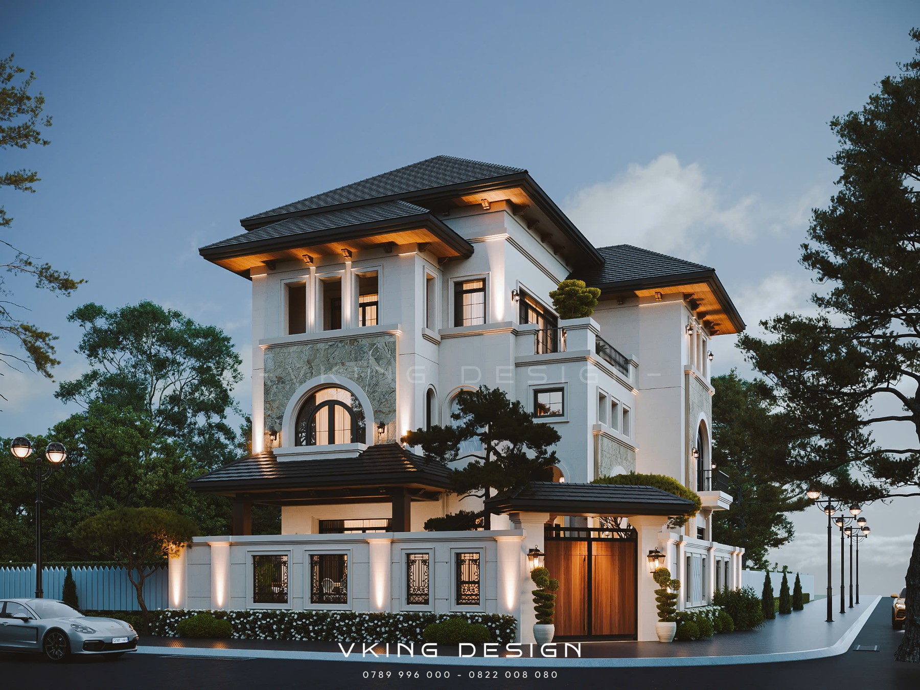 KHÔNG GIAN SỐNG LÝ TƯỞNG CỦA BIỆT THỰ 3 TẦNG VK26060 5 thiet ke biet thu dia trung hai dep sang trong vk2606010