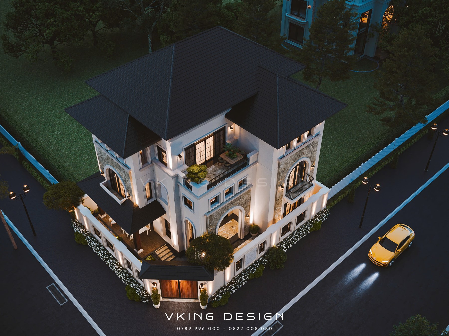 KHÔNG GIAN SỐNG LÝ TƯỞNG CỦA BIỆT THỰ 3 TẦNG VK26060 9 thiet ke biet thu dia trung hai dep sang trong vk260605