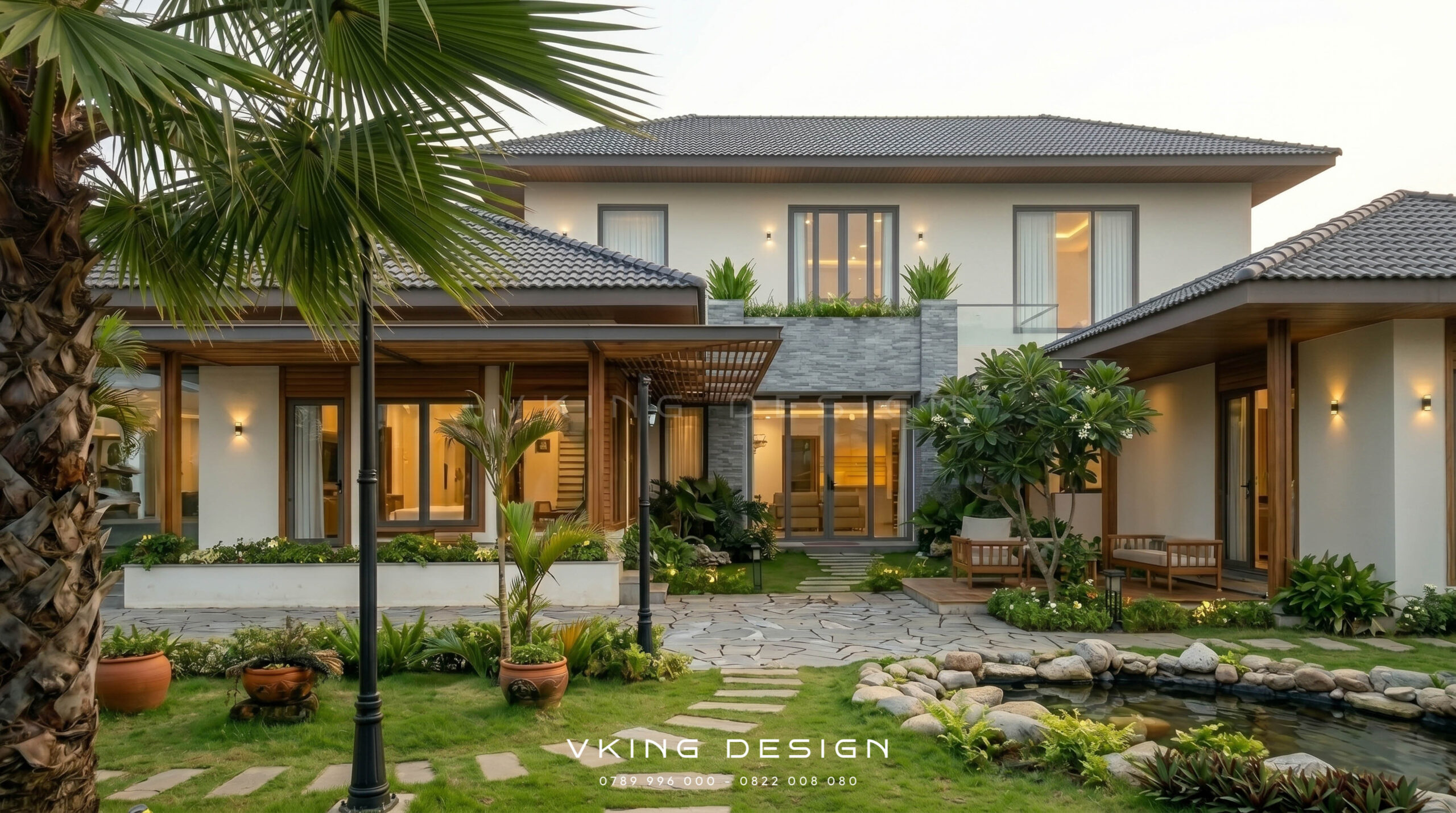THIẾT KẾ BIỆT THỰ HIỆN ĐẠI 2 TẦNG ĐẸP GIỮA ĐỒI THÔNG VK26044 4 Biệt thự hiện đại