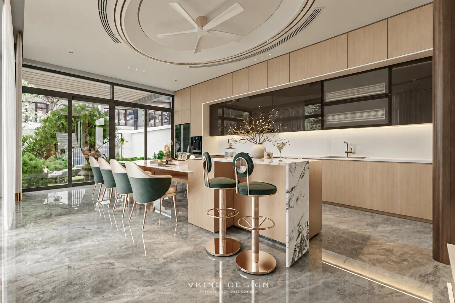 KHÔNG GIAN NỘI THẤT THỜI THƯỢNG TRONG BIỆT THỰ NT26040 14 2 thiet ke phong bep an 2 2
