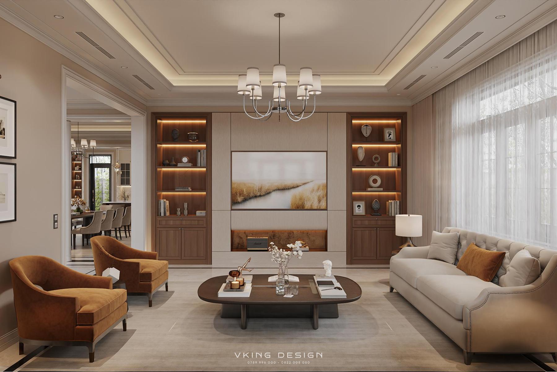 NỘI THẤT TÂN CỔ ĐIỂN VỚI NÉT ĐẸP QUÝ PHÁI NT26030 6 2 thiet ke phong khach 2