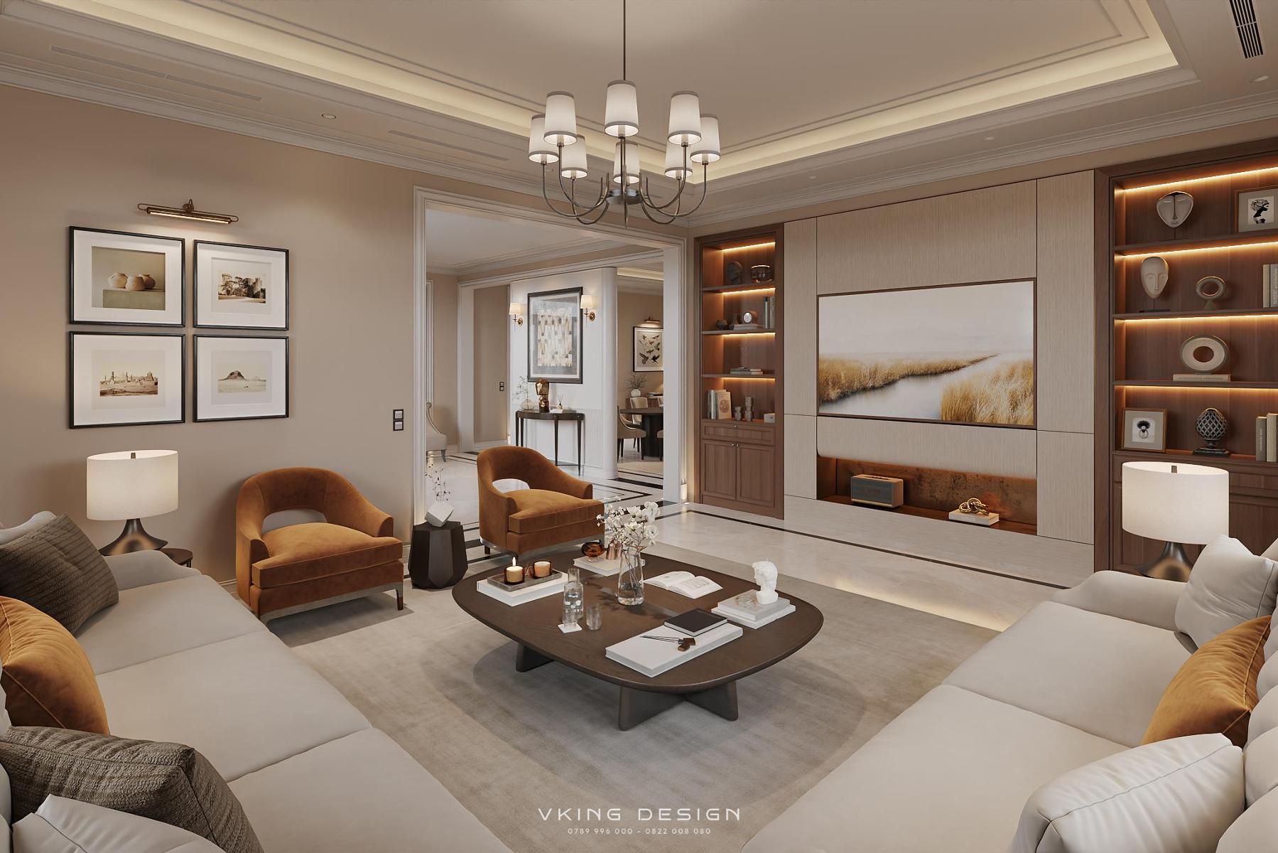 NỘI THẤT TÂN CỔ ĐIỂN VỚI NÉT ĐẸP QUÝ PHÁI NT26030 7 2 thiet ke phong khach 3