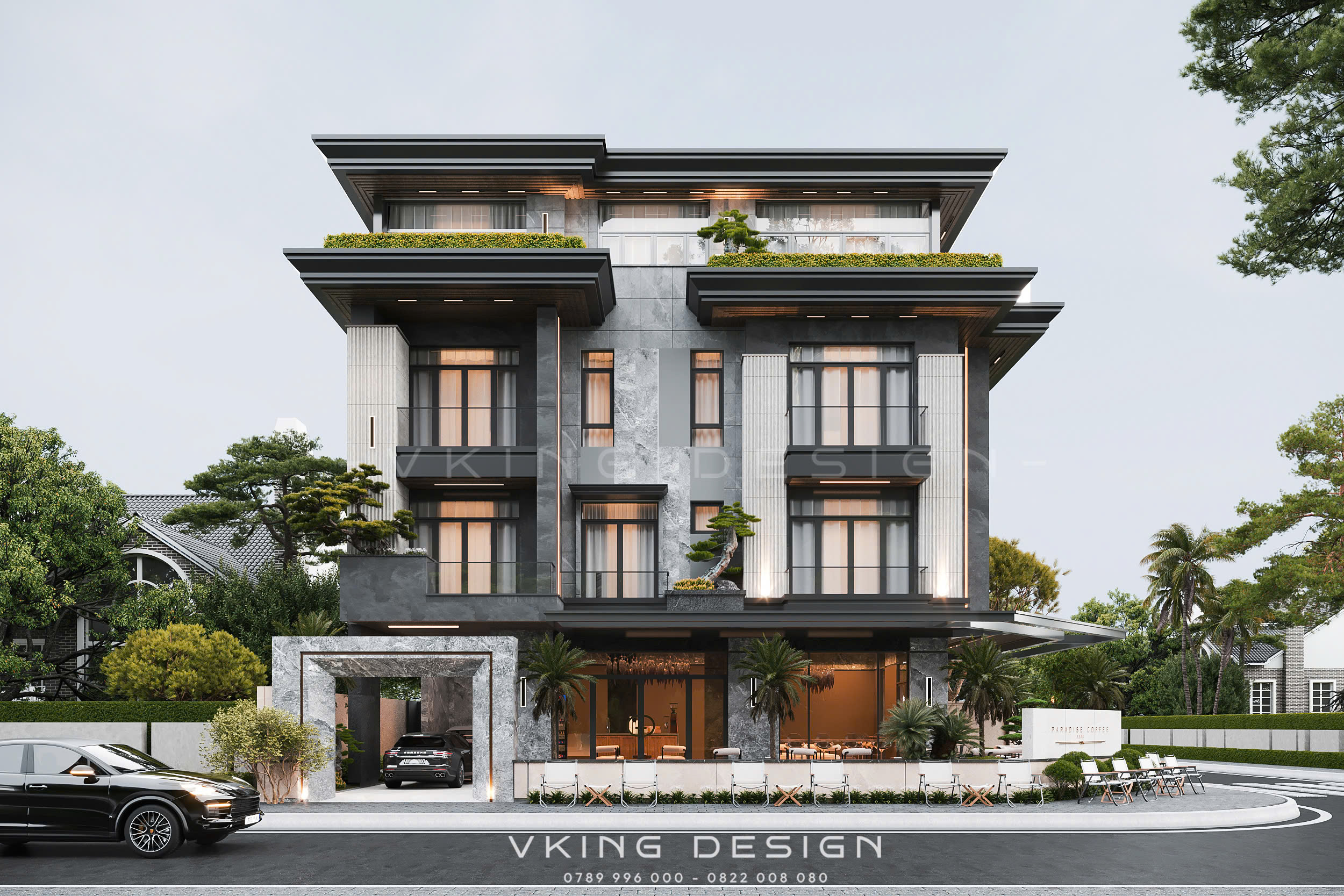 10+ MẪU BIỆT THỰ HIỆN ĐẠI VÀ TƯ DUY KIẾN TRÚC ĐẰNG SAU 14 biet thu 4 tang hien dai ket hop kinh doanh VK25048 3