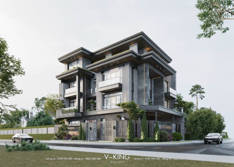 Thiết kế biệt thự hiện đại 4 tầng mái bằng