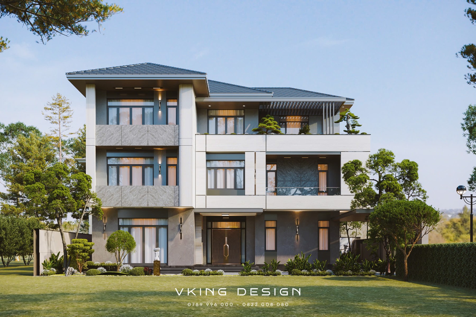 BIỆT THỰ HIỆN ĐẠI 3 TẦNG MÁI NHẬT VK26068 3 thiet ke biet thu hien dai vk26068 6