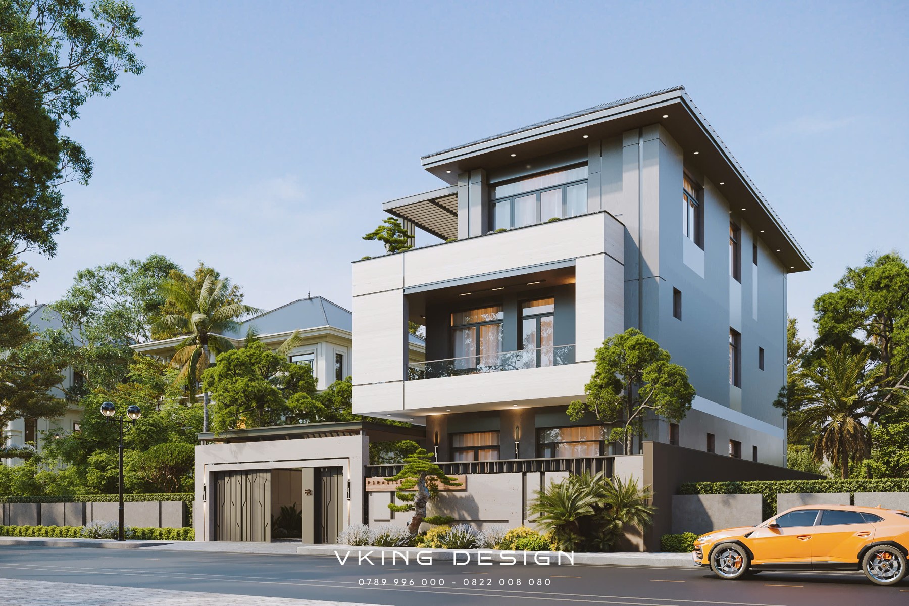 BIỆT THỰ HIỆN ĐẠI 3 TẦNG MÁI NHẬT VK26068 4 thiet ke biet thu hien dai vk26068 8