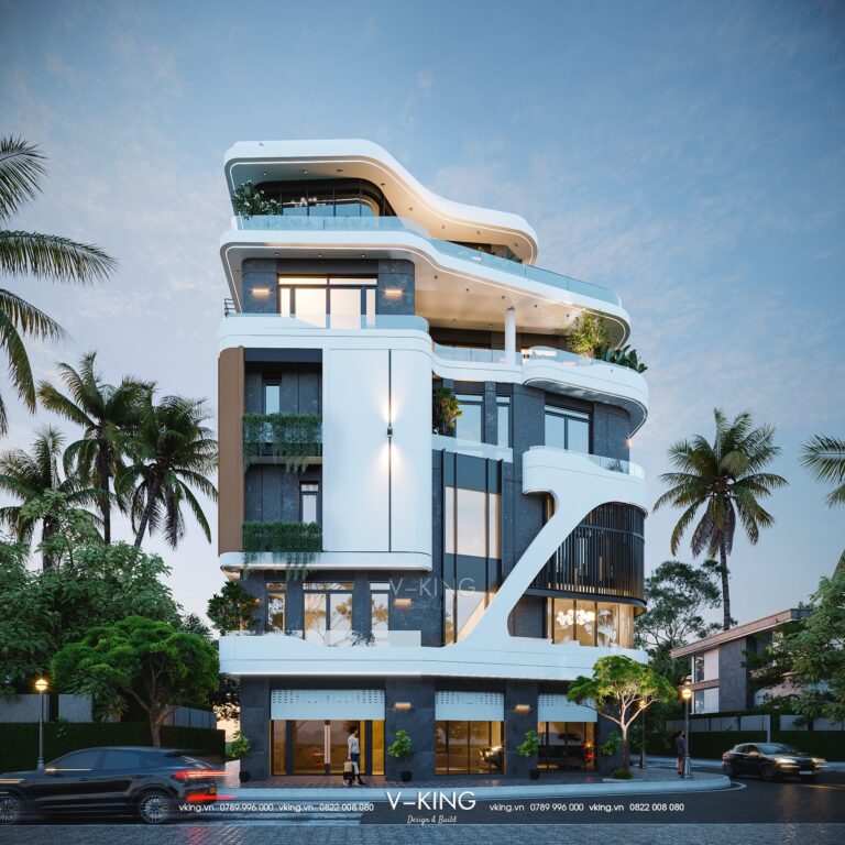 Thiết kế biệt thự hiện đại 6 tầng độc đáo