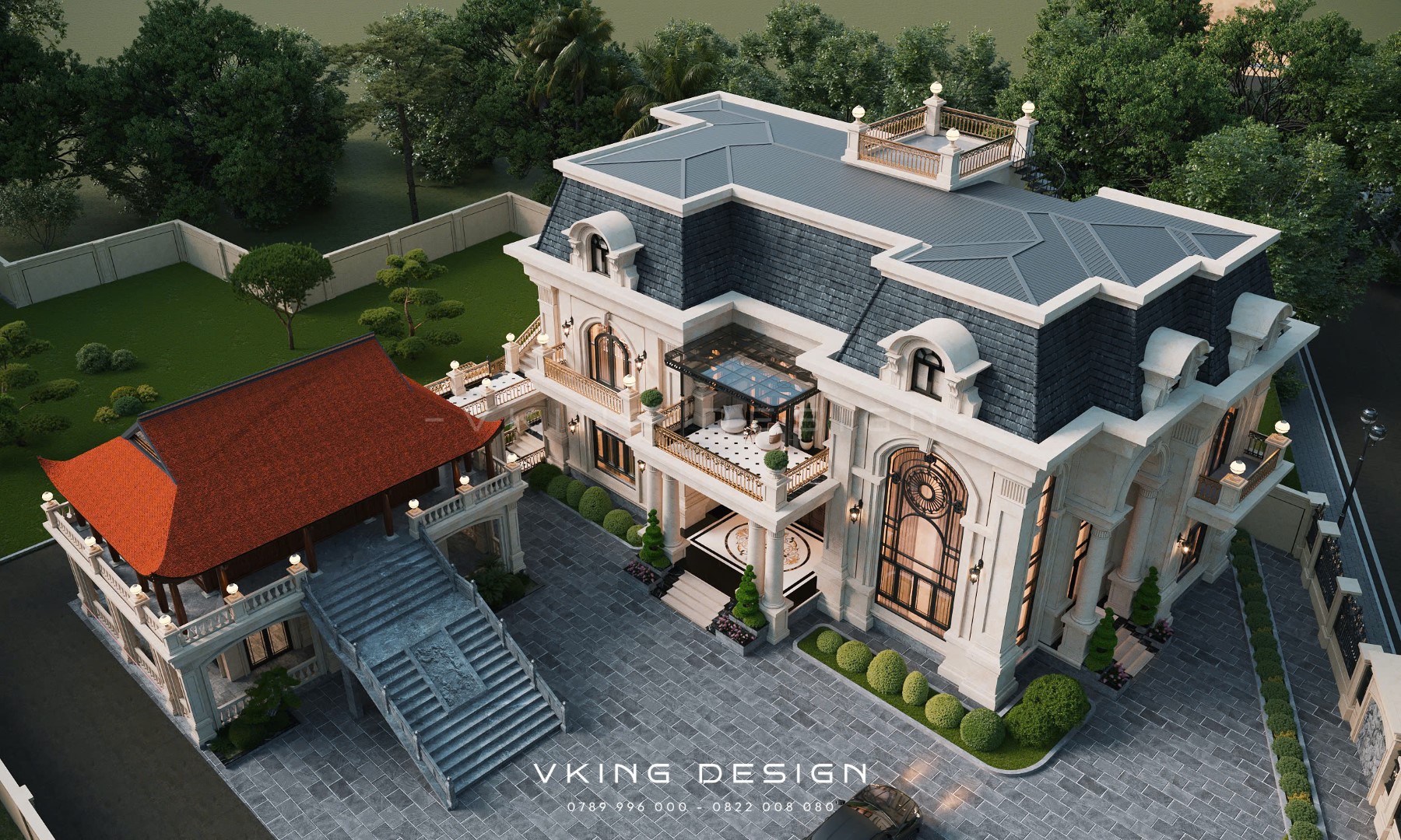 BIỆT THỰ TÂN CỔ ĐIỂN 2 TẦNG 1 MÁI MANSARD VK26065 4 thiet ke biet thu tan co dien mai mansard vk26065 6